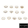 R-1520 New Ladies Jewelry Gift Fashion Trend Golden Gold Double White Diamond Bamboo Thirteen Set Ring.