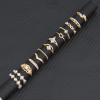 R-1520 New Ladies Jewelry Gift Fashion Trend Golden Gold Double White Diamond Bamboo Thirteen Set Ring.