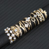 R-1520 New Ladies Jewelry Gift Fashion Trend Golden Gold Double White Diamond Bamboo Thirteen Set Ring.