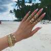 R-1521 2 Styles Boho Fashion Finger Rings Set Hollow Out Heart Snake Shape Rings Fashion Jewelry for Women