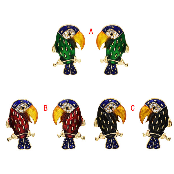 E-5689 Cute Gold Animal Parrot Shape Earrings with Rhinestone Stud Earrings For Womem Girl Gifts