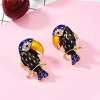 E-5689 Cute Gold Animal Parrot Shape Earrings with Rhinestone Stud Earrings For Womem Girl Gifts