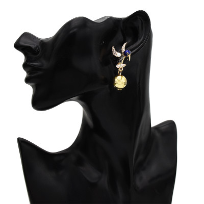 E-5691 3 Colors Enamel Birds Drop Earrings for Women Girl Gold Round Ball Earring Party Jewelry