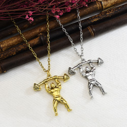 N-7348 Fitness Figure Pendant Sports Necklace