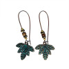 E-5693 2 Style Of Leaf Drop Earrings Bohemian Vintage Gold Green Long For Women Accessories.