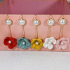 E-5695 5 Colors Cute Handmade Wool Flowers Hook Earrings