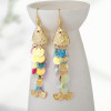 E-5699 3 color Fashion Shiny fish scales shape hoop drop earrings Jewelry