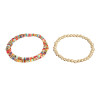 B-1017 2PCS/Set Boho Style Colorful Beads Adjustable Multi-layer Bracelets For Women Charming Jewelry Accessory
