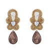 E-5698 Vintage Woven Straw Rope Dark Crystal Pendant Earrings Rhinestone Pattern Jade Earrings