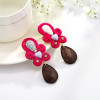 E-5698 Vintage Woven Straw Rope Dark Crystal Pendant Earrings Rhinestone Pattern Jade Earrings
