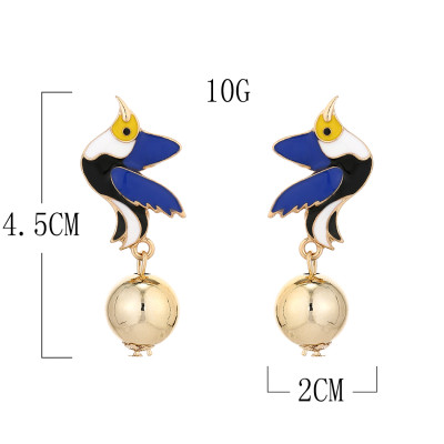 E-5700 Fashion Cute Glazed Bird Animal Earrings