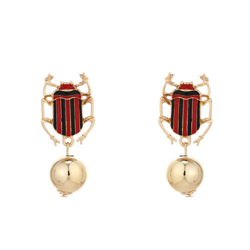 E-5702 3color Cartoon cute Insect beetle bead drop earrings summer Spring Jewelry