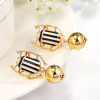 E-5702 3color Cartoon cute Insect beetle bead drop earrings summer Spring Jewelry