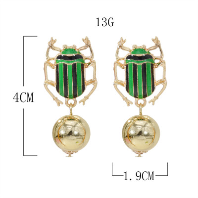 E-5702 3color Cartoon cute Insect beetle bead drop earrings summer Spring Jewelry