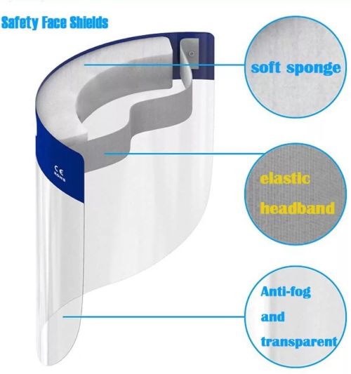 K-0014 Reusable Safety Full Face Shields Plastic Clear Protective Visor Super Light Facial Cover for Women Men Kids