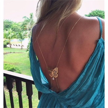 N-6367New fragrance shoulder back dish butterfly pearl tassel water drop gem sexy body chain