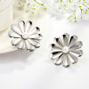 E-5703 Fashion Metal Style Gold and Silver Two Flower Pearl Earrings Simple Urban Beauty Earrings