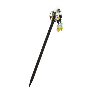 F-0747 Retro 2 Style with Acrylic Flower Beads Rhinestone Wooden Hair Sticks for Women Hair Accessories