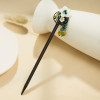 F-0747 Retro 2 Style with Acrylic Flower Beads Rhinestone Wooden Hair Sticks for Women Hair Accessories