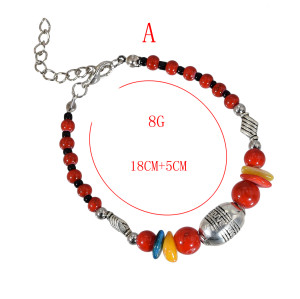 B-1018 Red Beads Adjustable Chain Bracelet for Woman