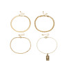 B-1019 Modyle 4 pieces / set of personalized quadrilateral square leg bracelet jewelry stainless steel anklet friendship gift initial anklet.