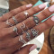 R-1523 4 Styles Boho Fashion crystal Finger Rings Set Hollow Out Leaves star Shape Rings couples Jewelry