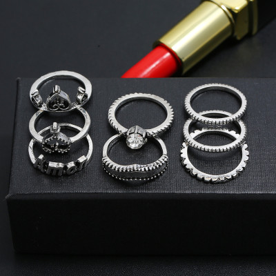 R-1523 4 Styles Boho Fashion crystal Finger Rings Set Hollow Out Leaves star Shape Rings couples Jewelry