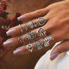 R-1523 4 Styles Boho Fashion crystal Finger Rings Set Hollow Out Leaves star Shape Rings couples Jewelry