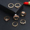 R-1523 4 Styles Boho Fashion crystal Finger Rings Set Hollow Out Leaves star Shape Rings couples Jewelry