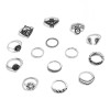R-1524 2 Styles Boho Fashion Crown Geometry Triangle Love Moon Cross Ring Leaf Flower V-shaped Totem Ring Set