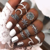 R-1526 3 Style Bohemian Vintage Women with Turquoise Joint Knuckle Nail Ring Set Finger Rings Punk Ring Gift
