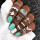 R-1526 3 Style Bohemian Vintage Women with Turquoise Joint Knuckle Nail Ring Set Finger Rings Punk Ring Gift