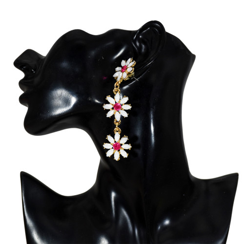 E-5706 Fashion Diamond Long Flower Earrings