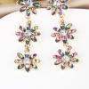 E-5706 Fashion Diamond Long Flower Earrings