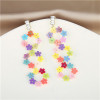 E-5705 2 Styles Of Small Floral Rhinestone Star Mid-Length Ladies Earrings 925 Silver Earring