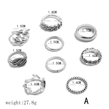 R-1527 2 Styles Bohemian Butterfly Elephant Flower Shape Vintage Silver Midi Finger Rings Set Women Jewelry Gift