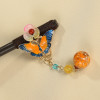 F-0749 Two Retro-style Fan Butterfly Wooden Hairpin Female Gift Hair Accessories with Colorful Beads