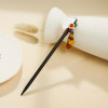 F-0749 Two Retro-style Fan Butterfly Wooden Hairpin Female Gift Hair Accessories with Colorful Beads