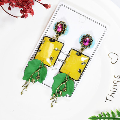 E-5709 2 Styles Summer Fruit Pineapple-shaped with Crystal Acrylic Drop Dangle Earrings for Women and Girls