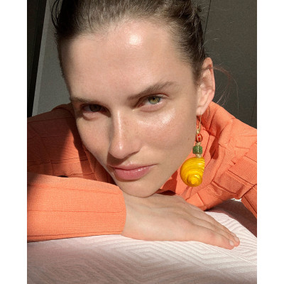 E-5710 Handmade Bohemian Style Yellow Blue Conch Shell Drop Earrings for Women Summer Beach Party Jewelry