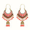 E-5712 Gold bell multicolor beads retro tassel earrings female ethnic style tassel hollow earrings gypsy jewelry.