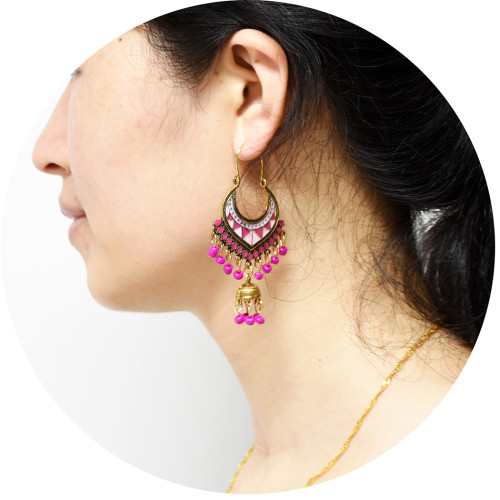 E-5712 Gold bell multicolor beads retro tassel earrings female ethnic style tassel hollow earrings gypsy jewelry.