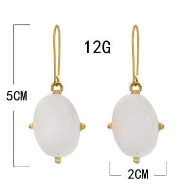 E-5711 Fashion white stone crystal hoop earrings Spring Summer Jewelry