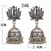 E-5713 Vintage bell tassel earrings ethnic style gold and silver bell hollow earrings jewelry