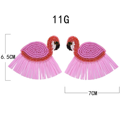 E-5714 2 Styles Fashion Beaded And Diamond Colorful Tassel Earrings