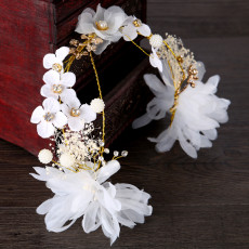 F-0751 Korean handmade silk yarn hair band white hay starry hair hoop headdress bridal dress accessories bridal jewelry