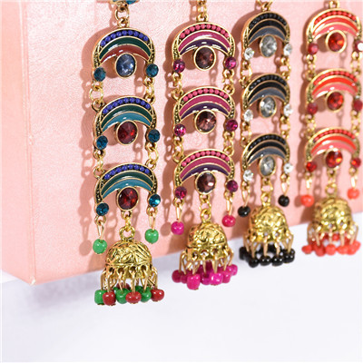 E-5718 Indian Rainbow Shape Acrylic Drilling Long Earring for Woman Tassel Earring