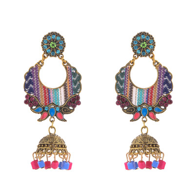 E-5716 Indian Style Bells Drop Dangle Jhumka Earrings Women's Classic Vintage Turkey Gold Tassel Earrings