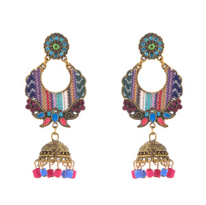 E-5716 Indian Style Bells Drop Dangle Jhumka Earrings Women's Classic Vintage Turkey Gold Tassel Earrings