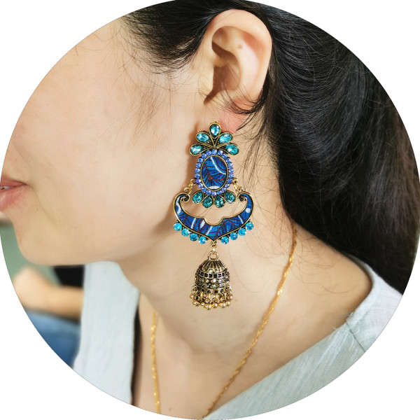 E-5722 Indian Bells Tassel Drop Dangle Earrings